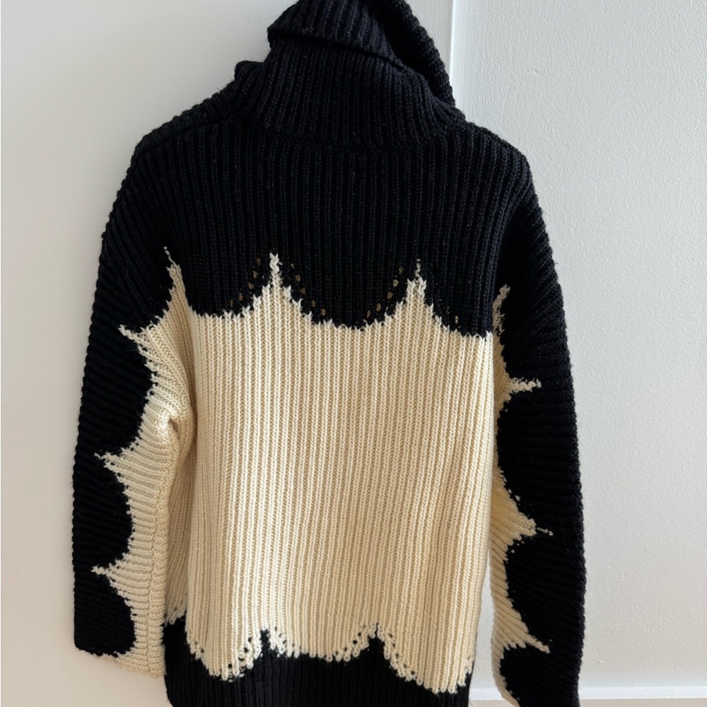 Valentino 100% pure wool Black and Cream Cowl Turtleneck Sweater